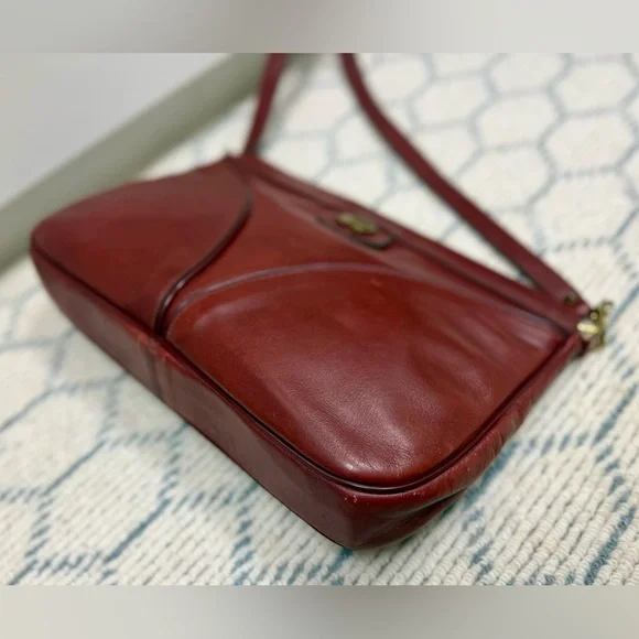 ETIENNE AIGNER Vintage Burgundy Leather Flex-Frame Shoulder Bag/Clurch Purse - Picture 9 of 16